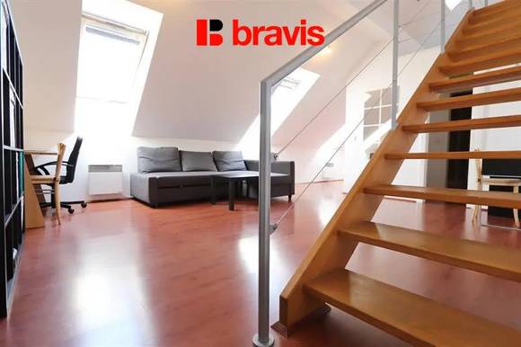 Pronájem mezonetového bytu 1+kk, 46,31 m2, nezařízený, Brno - Královo Pole, ul. Srbská, v blízkosti Technologického Parku