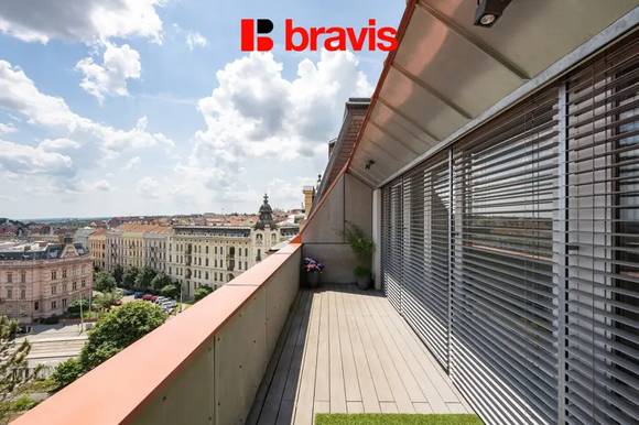 Prodej nadstandartního bytu 4+kk, ul. Kotlářská, Brno - Veveří, terasa, balkon, garážové stání, sklep