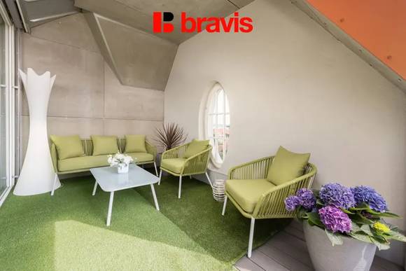 Prodej nadstandartního bytu 4+kk, ul. Kotlářská, Brno - Veveří, terasa, balkon, garážové stání, sklep