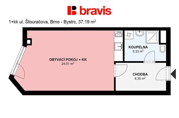 Pronájem bytu 1+kk, ul. Adamcova, Brno - Bystrc, sklep