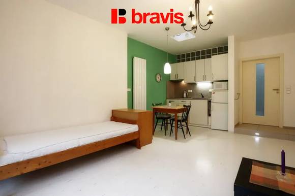 Pronájem bytu 1+kk, ul. Kamenná, Brno - Štýřice, terasa, zařízený