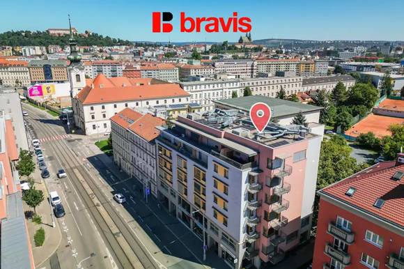 Prostorný 2+kk 70 m² se 2 balkony, 2 šatnami, sklepem a garážovým stáním, 5. podlaží, ulice Vídeňská – Brno–Štýřice