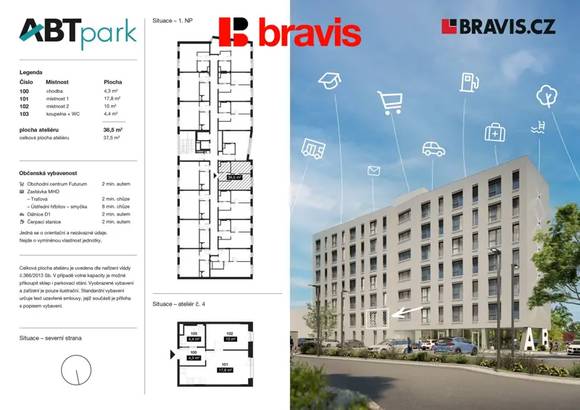 Prodej ateliéru 2+kk v novostavbě na ulici Bohunická, Brno - Horní Heršpice