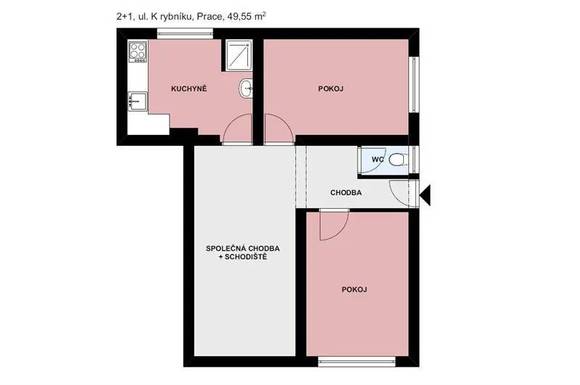 Pronájem velmi pěkného bytu 2+1 v RD, 50 m2, obec Prace, zařízený, vyhrazené parkování, zahrada