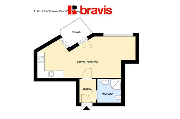 Prodej bytu 1+kk, Brno - Žabovřesky, balkon, sklep, garážové stání, ul. Sochorova