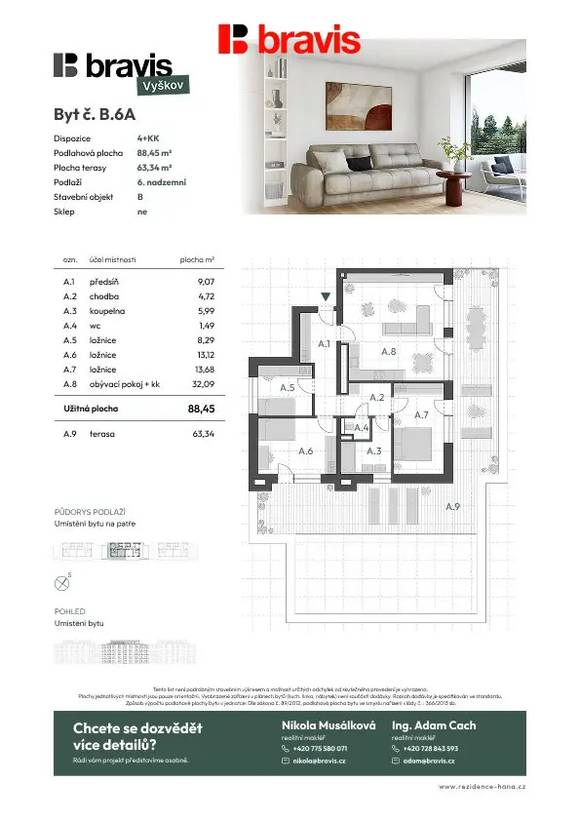 Prodej bytu 4+kk 88 m² s terasou 63 m² v novém projektu Rezidence Haná, Vyškov, sklep
