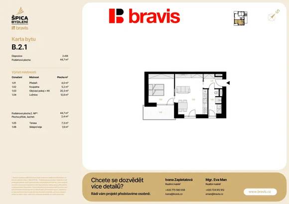 Prodej moderní, nízkoenergetické novostavby, byt 2+kk, 53,9 m², Tuřany, sklep, parkování v ceně!
