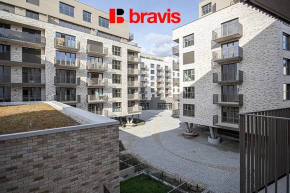 Pronájem novostavby 1+kk, Brno - Zábrdovice, ulice Bratislavská, lodžie, zařízené
