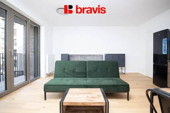 Pronájem novostavby 1+kk, Brno - Zábrdovice, ulice Bratislavská, lodžie, zařízené