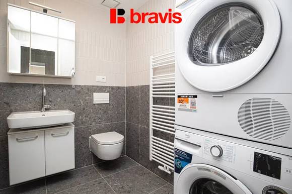 Pronájem novostavby 1+kk, Brno - Zábrdovice, ulice Bratislavská, lodžie, zařízené