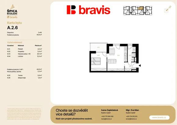 Prodej moderní, nízkoenergetické novostavby, byt 2+kk, 53 m², Tuřany, sklep, parkování v ceně!