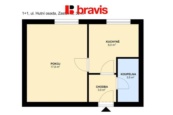 Pronájem bytu 1+1, ulice Hutní Osada, obec Zastávka u Brna