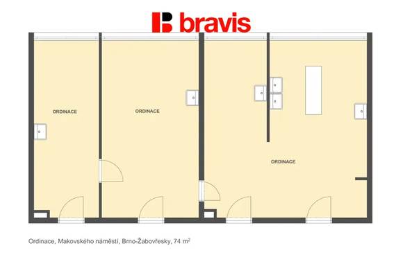 Pronájem ordinace 37 m², Makovské náměstí, Brno - Žabovřesky