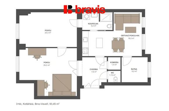 Sale of spacious 3+kk apartment, Kotlářská Street, Brno - Veveří, basement