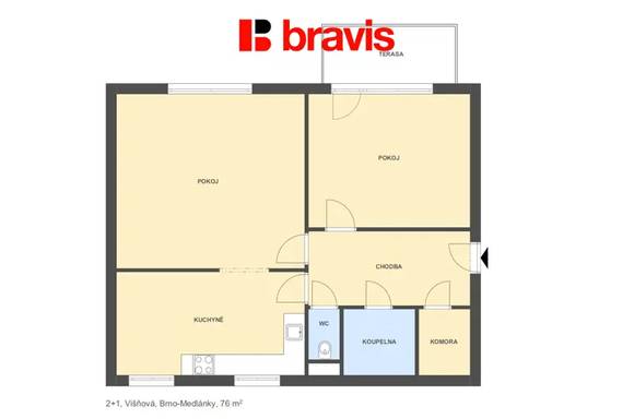Pronájem bytu 2+1, Brno - Medlánky ul. Višňová, terasa, výborná lokalita, částečně zařízený