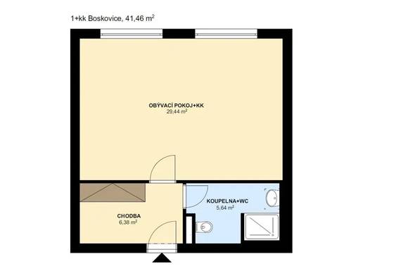 Pronájem prostorného bytu 1+kk, ul. Otakara Kubína - Boskovice, 41,5 m2