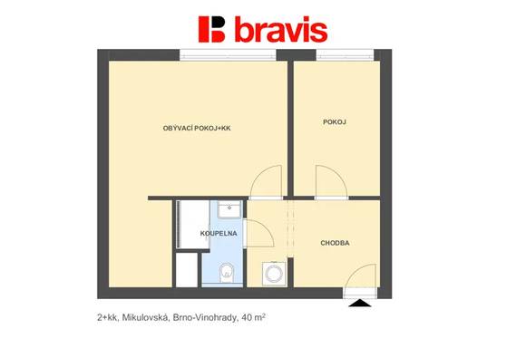 Pronájem bytu 2+kk 40 m², Brno - Židenice