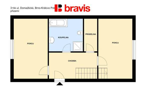 Pronájem mezonetu s nádherným výhledem na Brno a dispozicí 3+kk, Brno - Ponava, ulice Domažlická, terasa, balkon, sklep, klimatizace, kinoplátno a úklid dvakrát měsíčně v ceně