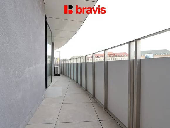 Pronájem pěkného a světlého 1+kk, Brno - Štýřice, ul. Vídeňská, novostavba, terasa, sklep