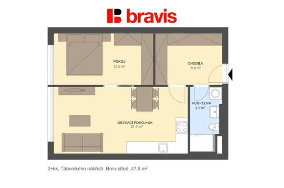 Rent flats 2+KT 50 m², Brno - Štýřice