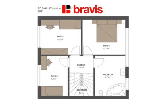Prodej moderní novostavby nízkoenergetického rodinného domu 5KK (č.15) v Křenovicích u Slavkova, pozemek 736 m2, 2x parkování