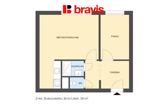 Rent flats 2+KT 39 m², Brno - Líšeň