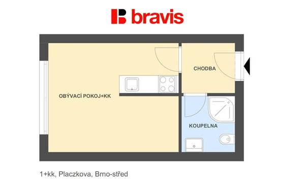Pronájem bytu 1+kk, Brno - Trnitá, Placzkova ulice, novostavba, parkování, sklep