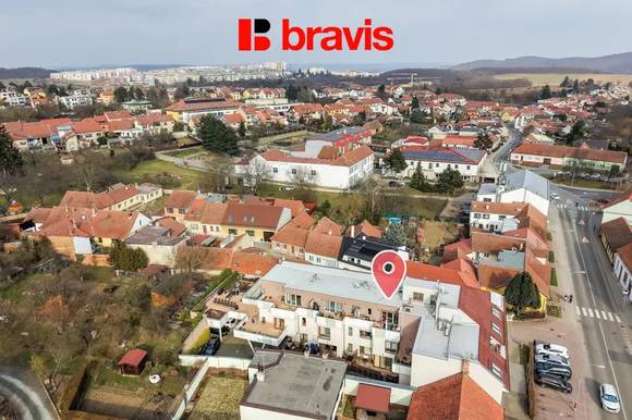 Prodej nízkonákladového bytu 3+kk, Brno - Žebětín, OV, terasa, parkovací stání, ul. Helenčina