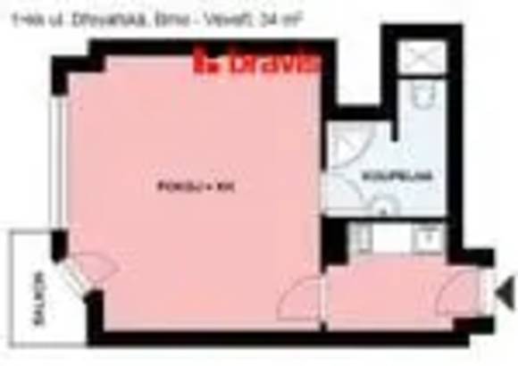 Pronájem bytu 1+1, ul. Dřevařská, Brno - Královo pole, po rekonstrukci, balkon