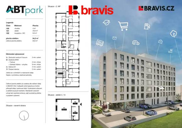 Pronájem jednotky 1+kk, ulice Bohunická, Brno - Horní Heršpice, sklep, parkování