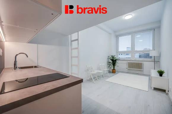 Rent apartment 1+kk, Hudcova street, Brno- Medlánky, sleeping gallery for 2, elevator