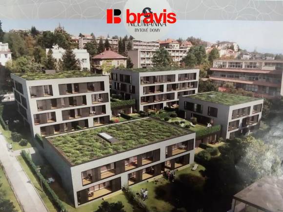 Rent of a luxury new apartment 2+kk, Neumannova Street, Brno - Masaryk District, terrace, garden, air conditioning, dressing room, garage space included in the price