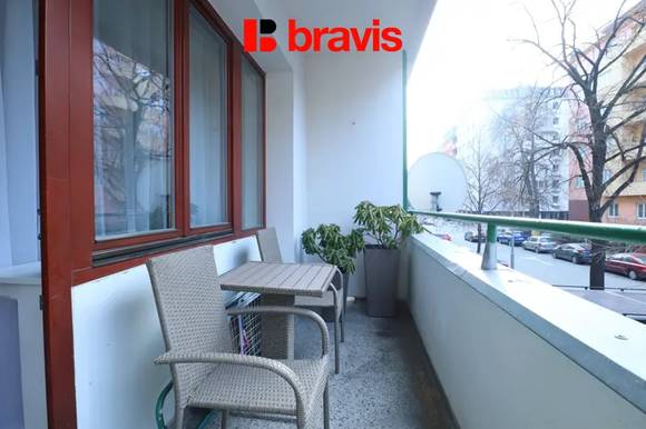 Pronájem zařízeného bytu 1+1, Brno - Veveří, ulice Bayerova, lodžie