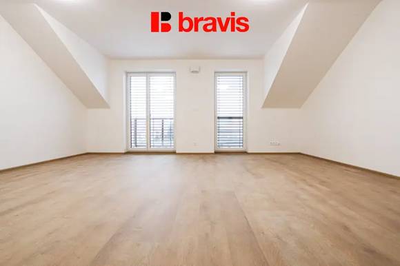 Pronájem prostorného bytu 1+kk, Brno - Starý Lískovec, ul. Kroupova, novostavba, parkovací stání v ceně, sklep