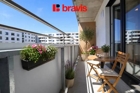 Pronájem novostavby bytu 1+kk 40 m², balkon, sklep, parkovací stání, Brno - Horní Heršpice, ulice Jižní
