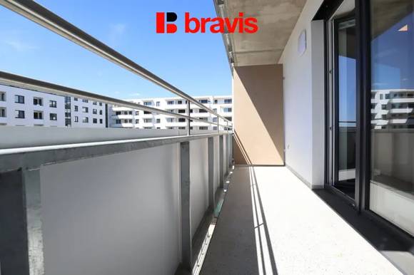 Pronájem novostavby bytu 1+kk 40 m², balkon, sklep, parkovací stání, Brno - Horní Heršpice, ulice Jižní