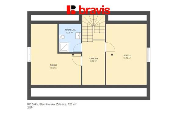 Prodej nízkoenergetického RD 4+kk (126m²), Želešice u Brna, prostorná šatna, garáž (29m²), zahrada, v blízkosti lesa