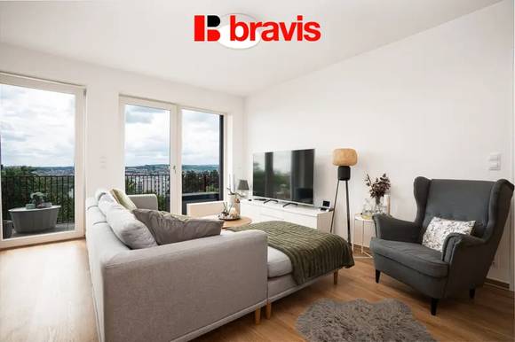 Pronájem moderního bytu 4+kk s terasou, sklepem a 2 parkovacími stáními – Brno, Lesná, ulice Fillova