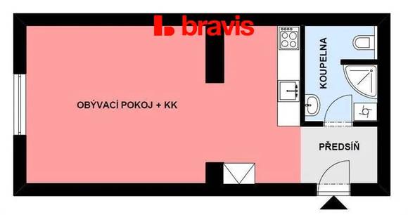 Pronájem bytu 1+kk, Brno - Komín, ul. Jundrovská, novostavba, zařízený, klidná lokalita, nedaleko Technologického parku