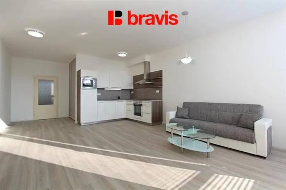 Pronájem bytu 1+kk, Brno - Nový Lískovec, ulice Kamínky, balkon, sklep, zařízený