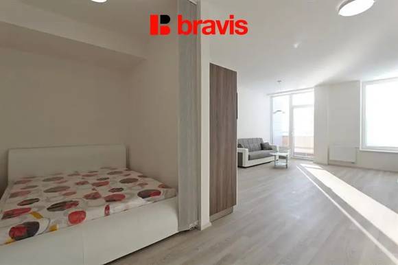 Pronájem bytu 1+kk, Brno - Nový Lískovec, ulice Kamínky, balkon, sklep, zařízený