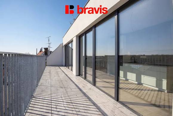 Podnájem bytu 2+kk, Brno - Zábrdovice, ul. Auerswaldova, novostavba, terasa, garážové stání, první nájemník