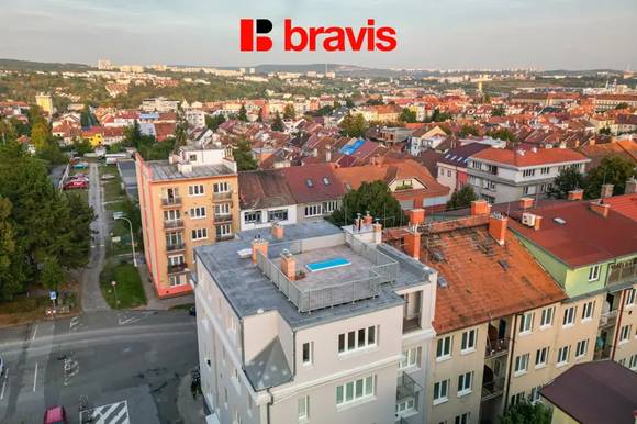 Pronájem moderního bytu 3+kk po rekonstrukci, ul. Červinkova, Brno - Královo Pole, s střešní terasou a hezkým výhledem
