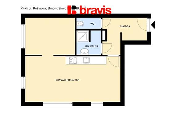 Prodej bytu 2+kk, Brno - Královo Pole, ul. Košinova, klimatizace, dobrá investice