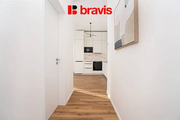 Pronájem bytu 3+kk, Brno - Heršpice, novostavba, částečně zařízené, terasa, ul. Komárovská