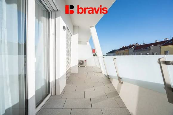 Pronájem bytu 3+kk, Brno - Heršpice, novostavba, částečně zařízené, terasa, ul. Komárovská