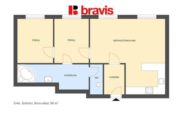 Pronájem moderního bytu 3+kk v centru Brna – ulice Solniční