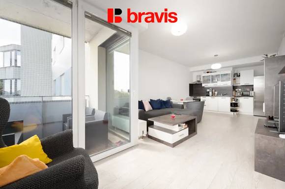 Prodej moderního bytu 2+kk, ul. Poříčí, Brno - Pisárky, rezidence Riverside, sklep, balkon, parkovací stání