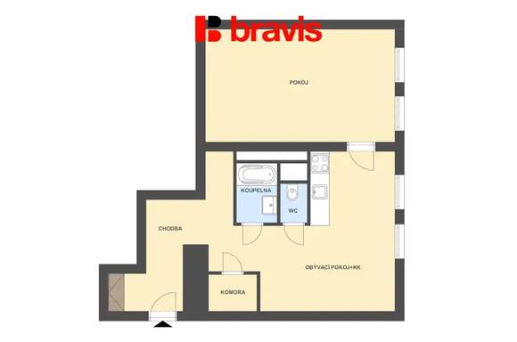 Pronájem bytu 1+1 Brno - centrum, ul. Antonínská, komora, blízko centra