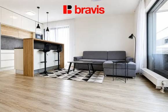 Pronájem bytu 2+kk, ulice Kumpoštova, Brno-Sadová, zařízený, výtah, velká terasa, sklep, garážové stání